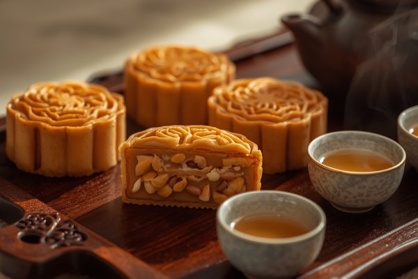 bánh trung thu nhân đậu xanh hạt sen thơm ngon vàng óng