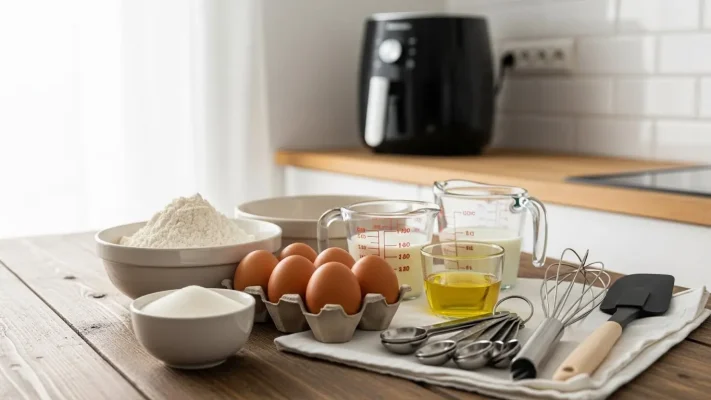 Nguyên liệu chuẩn trong cách làm bánh gato bằng nồi chiên không dầu